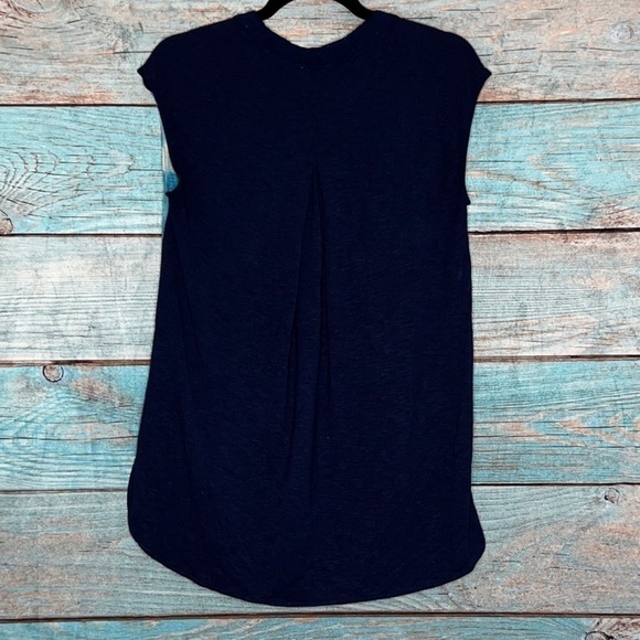 Anthropologie Postmark Egress Top XS Sleeveless Hi Low Blue Abstract Window - Picture 5 of 8